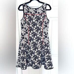 Banana Republic White Black w/piping Floral Sleeveless Dress NWT Sz10